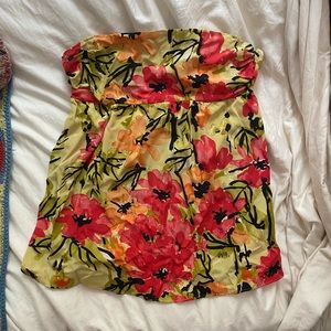 floral print silk tube top
